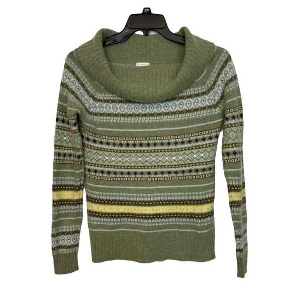 OLD NAVY BRAND Nordic Lambswool Cowl Neck Sweater Women's Large Sage Striped EUC - Picture 10 of 11